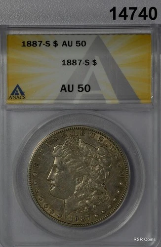 1887 S MORGAN SILVER DOLLAR ANACS CERTIFIED AU50! ORIGINAL COIN! #14740