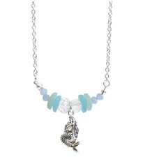 Sealife Theme Mermaid Pendant with Mix Sea Glass Beads Necklace