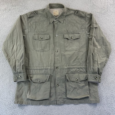 #ad Cabelas Shirt Mens 2XL Tall Green Safari Series Button Up Pockets Rugged Outdoor $27.95