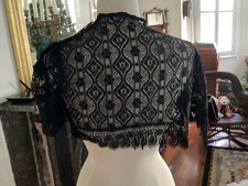 GOTHIC EDWARDIAN HAND MADE LACE JACKET W FLORAL MOTIFS