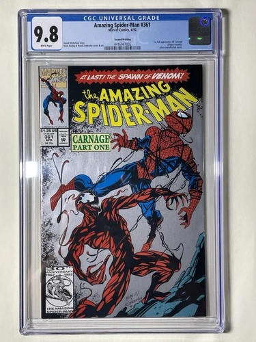 Amazing Spider-Man #361 CGC 9.8 1st Appearance Of Carnage 2nd Print Silver 1992