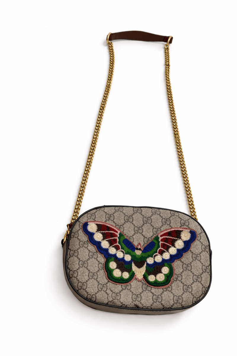 Gucci GG Supreme Monogram Butterfly Embroidered Mini Chain