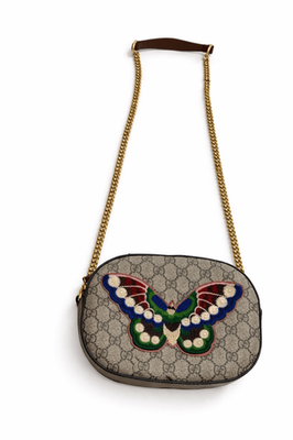 Gucci GG Supreme Monogram Butterfly Embroidered Mini Chain