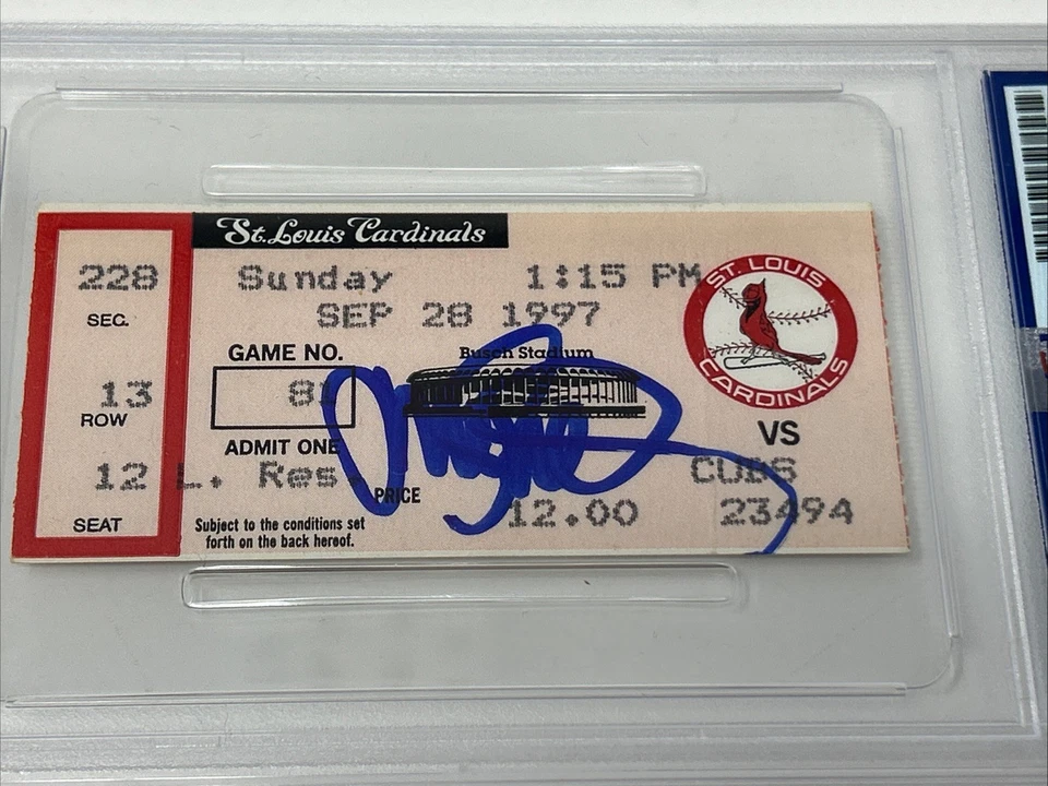 Ryne Sandberg Signed 9/28/1997 Last Final Game Ticket PSA DNA Authenticated - Image 2 of 4