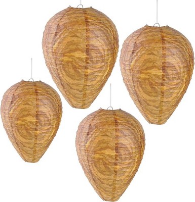 4 Pack Paper Wasp Trap, Fake Wasp Nest Decoy Outdoor Hanging, Stay Away from Was