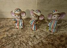 Set 3 Vintage Ucagco  Christmas Mice - Only 1 Has The UCAGCO LABEL 