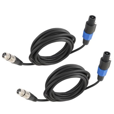 2pcs Twist Lock Speakon Male Plug to XLR Jack Female Cable 10FT Loudspeaker Lead