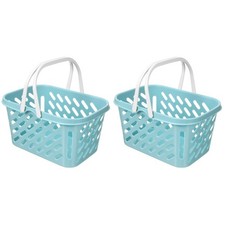 2 Pieces Pretend Shopping Basket Mini with Handle Plastic Toy Grocery