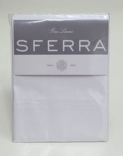 Sferra Leonardo King Pillowcases Pair White 100 Cotton Percale Made Italy