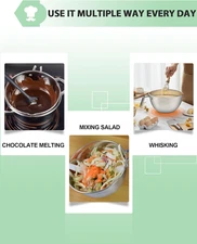 Stainless Steel Mixing Bowls with Handle and Pour Spout 3 Pcs of Thick Nesting