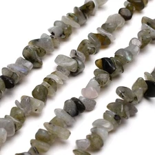 Natural Light Labradorite Chip Beads 32” Strand 5~8mm Jewelry Making Gemstone