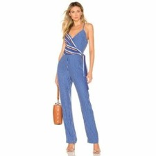 Rag Bone Felix Jumpsuit Silk Striped Blue Size 4 NWT 595