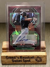 2022 Prizm Draft Picks Cutter Coffey Burgundy Cracked Ice 8/12 Auto Red Sox
