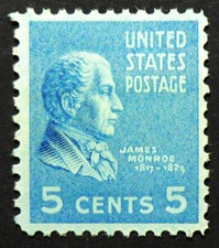 810 MNH 1938 5c James Monroe President Era of Good Feelings Doctrine VIrginia