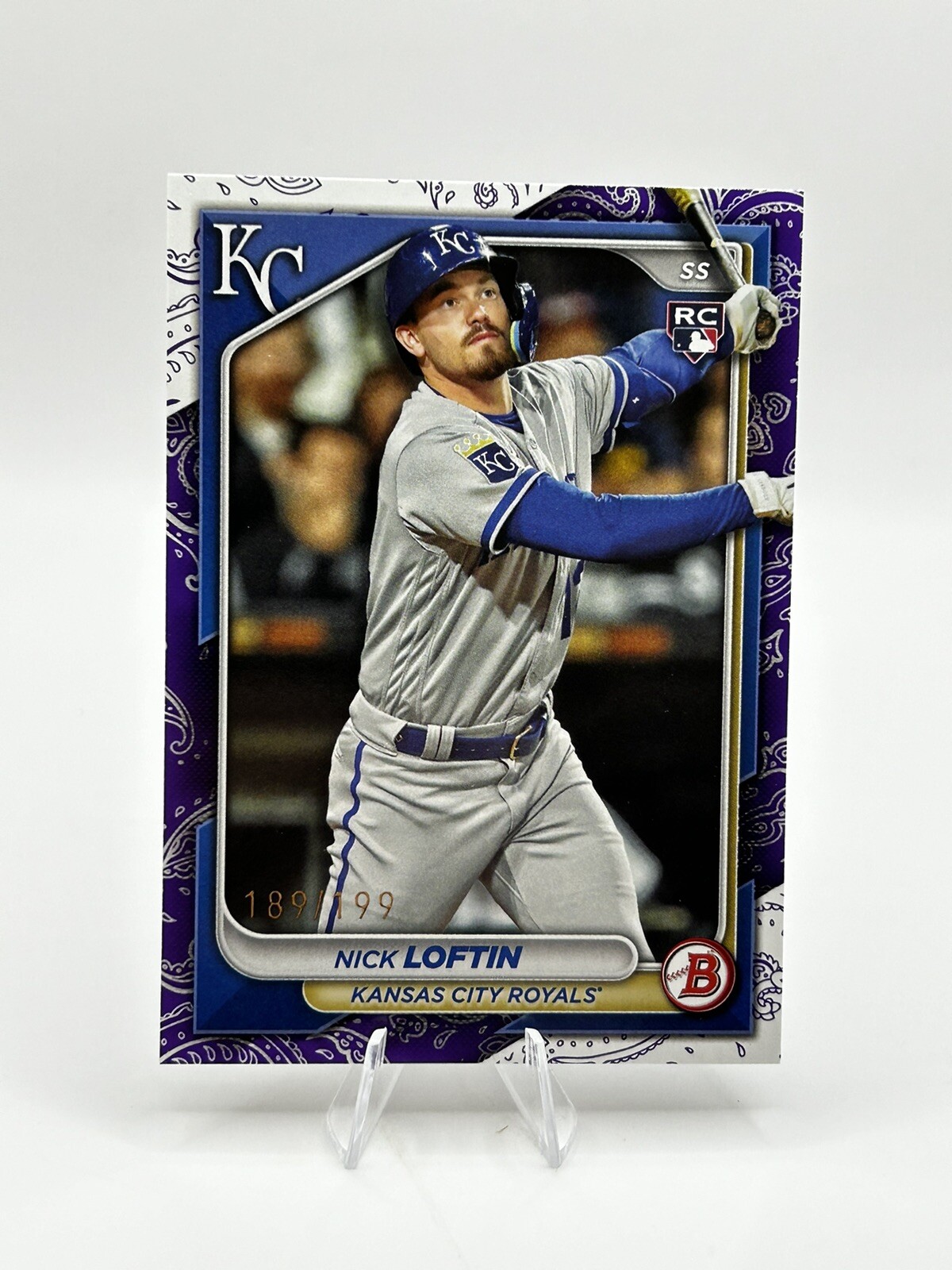 Nick Loftin 2024 Bowman Purple Pattern /199 RC #71 Royals