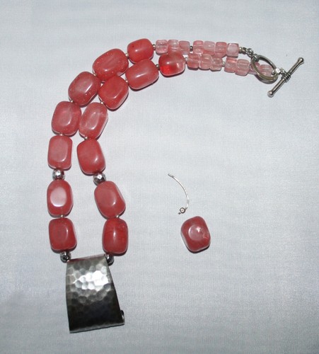 Silpada Sterling Silver Hammered Cherry Quartz Necklace N1188 - not perfect