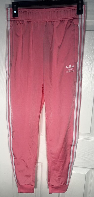 New Adidas Girls Kids Superstar Athletic Track Pants, Pink, Large HK0329
