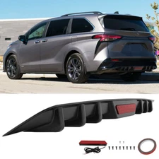 Glossy Black Rear Bumper Diffuser 6 Fins Spoiler Lip Splitter For Toyota Sienna