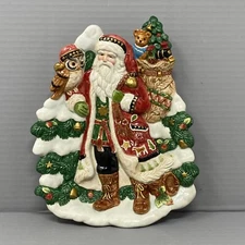 Fitz Floyd Christmas Plate Platter Tray Old World Santa Ceramic Tree Owl Toys