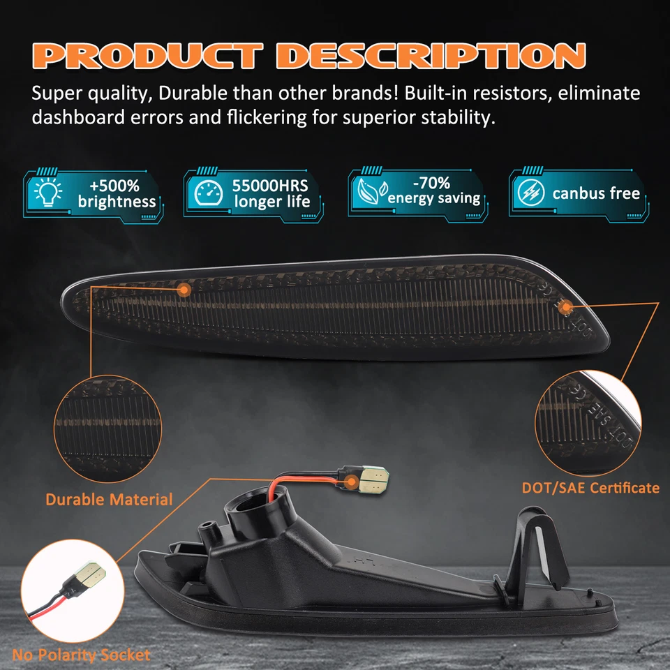 Parachoques delantero LED luz marcadora lateral para Mercedes Benz W211 Clase E 2003-2006 Foto 3 de 4