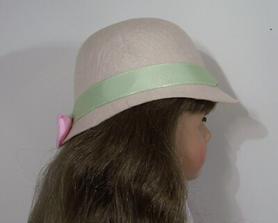 Cream Bonnet Hat with Pink Bow Doll Clothes For 18  American Girl Debs)