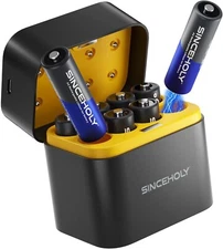 8 Pack Rechargeable Lithium AA Batteries with Fast Charger, 1.5V High Power 3600