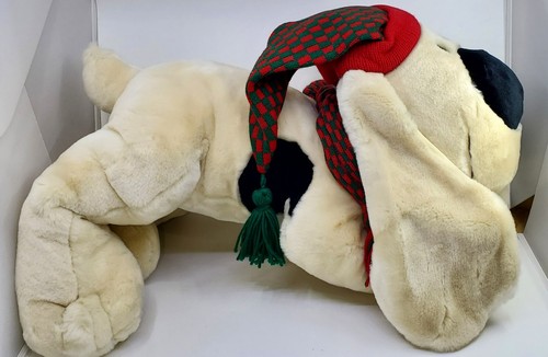 Rufus Dog Plush Tan Black Knit Hat 31 Inch Long Stuffed Animal Toy Christmas - Picture 5 of 12