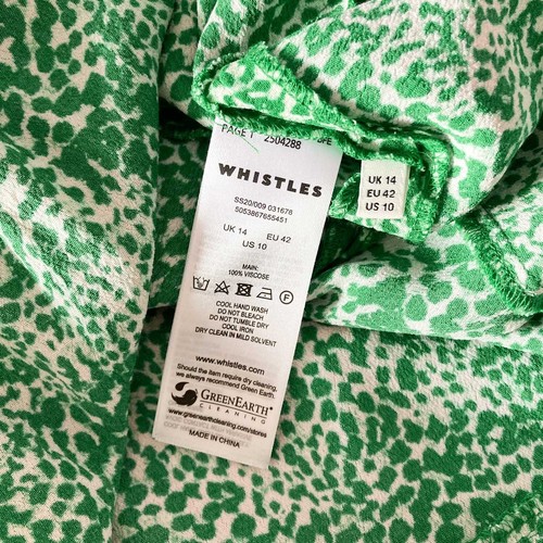 Whistles Skirt Size 14 Green Animal Print Frill Hem Midi Lightweight - Picture 18 of 18