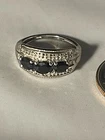 Vtg Sterling Silver Blue Sapphire Ring VJL R75 Size 7