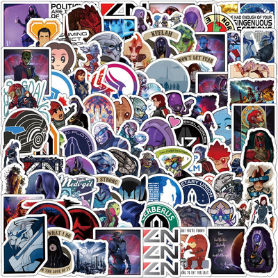 130 PCS Mass Effect Stickers Game Aesthetic Waterproof Vinyl Sticker for Water B