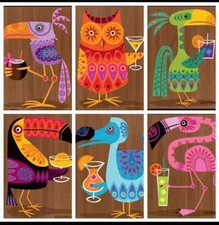 NEW - UNFRAMED - SHAG Cocktail Birds of Wonderland COMPLETE SET Josh Agle  Tiki