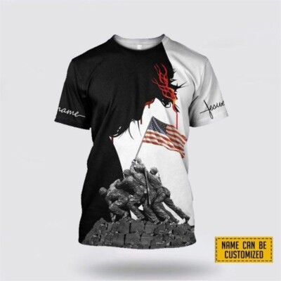 Custom Name God Bless America One Flag One Land One Heart T Shirt Full Size