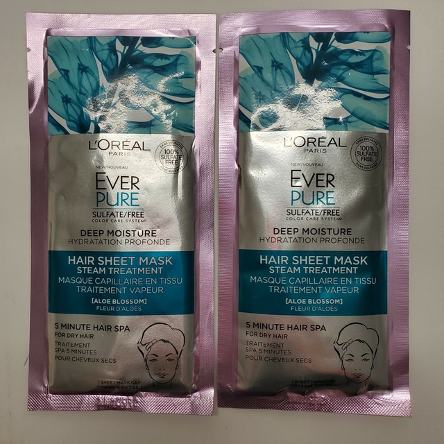 2 Packs L'Oréal Paris EverPure Deep Moisture Hair Sheet Mask Aloe