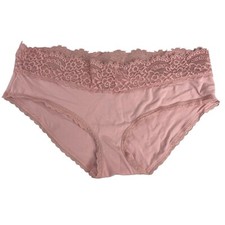 AERIE Vintage Panties Pink LARGE Hipster Cheeky Lace Trim Cotton Soft BOY BRIEF