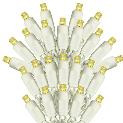 UL Listed LED Yellow White Wire Christmas String Lights Steady 5MM Mini 50L Set