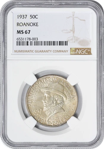 Roanoke Commemorative Silver Half Dollar 1937 MS67 NGC