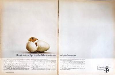 PRINT AD International Paper Company 1968 2pg Chick Hatching Egg Chicken