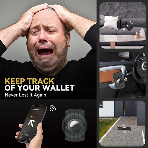 Men Wallet Metal Credit Card Holder Money Clip with AirTag Case Air Tag Cover - Picture 20 of 27