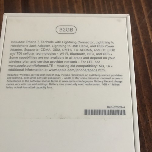iphone 7 BOX ONLY 32GB, Black - Foto 3 di 4