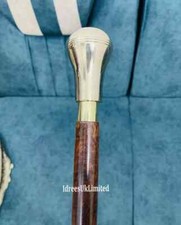 Brass Knob Head Handle Antique Vintage Cane Wooden Walking Stick Nautical