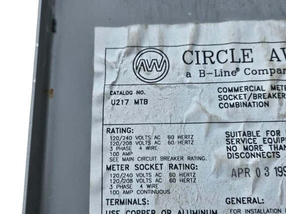 Circle AW B-Line U217 MTB Cover Door Dead Front Deadfront - Image 4 of 4