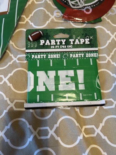 4 Pack Football Party Decorations Disposable Tablecloth, Flag Banner, Party Tape - Picture 5 of 9