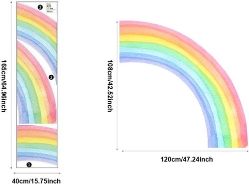 Large Half Rainbow Wall Decal Girls Bedroom Kids Room Nursery Wall Sticker - Picture 2 of 4