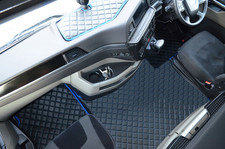 TRUCK ECO LEATHER FLOOR MATS SET-BLACK/BLUE  FIT MAN TGX  from 2021  new