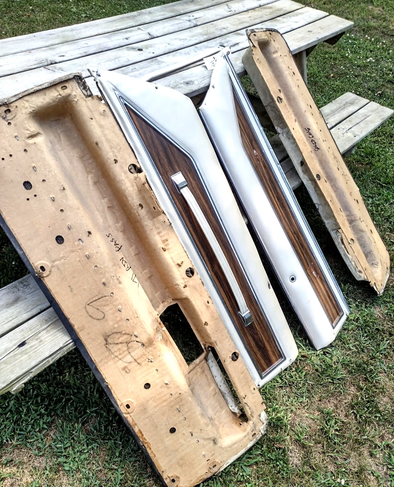 1971-74 Buick Riviera GS Door Trim Pads (Upper & Lower) Panels LH + RH *WHITE* - Image 2 of 4