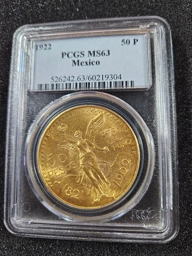 1922 Mexico 50 Pesos Gold — photo from the most recent tracked eBay sale