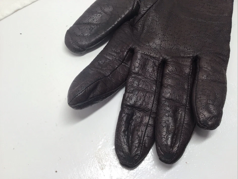 Guantes de cuero para mujer Fownes talla 8 marrón forrados vintage años 80 Foto 4 de 4