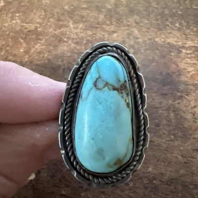 Vintage Native American Navajo Jewelry Turquoise Ring Size 7 VTG Nice Zuni V25