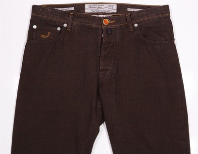 Jacob Cohen Style 610 Brown Black Plaid 5-Pocket Jeans Pants 35x31