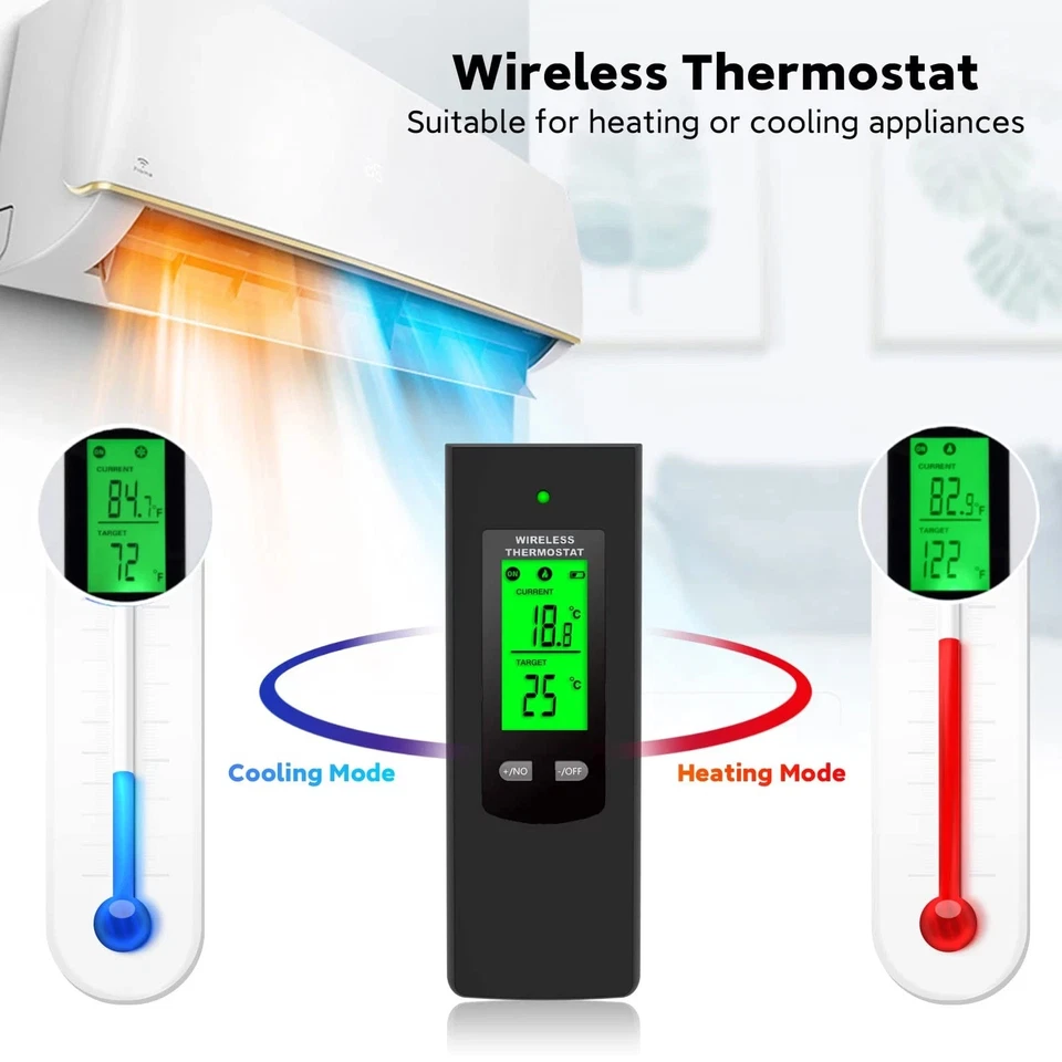 Wireless Plug in Thermostat, Digital Thermostat Outlet LCD Display Temperature - Image 3 of 4